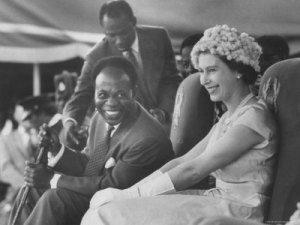 Dr Kwame NKrumah and Queen Elizabeth II. Ghana independence