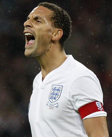 Rio Ferdinand - Three lions on his chest playing with pride.
