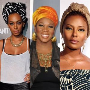 Solange headwrap, with India Arie and Eva from America's nect top model