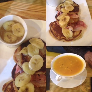 Caribbean brunch time, with pumpkin soup.